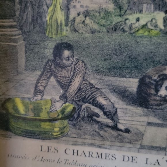 Vintage Framed Print Les Charmes De La Vie Engraving, French Art, French Decor - Picture 6 of 8